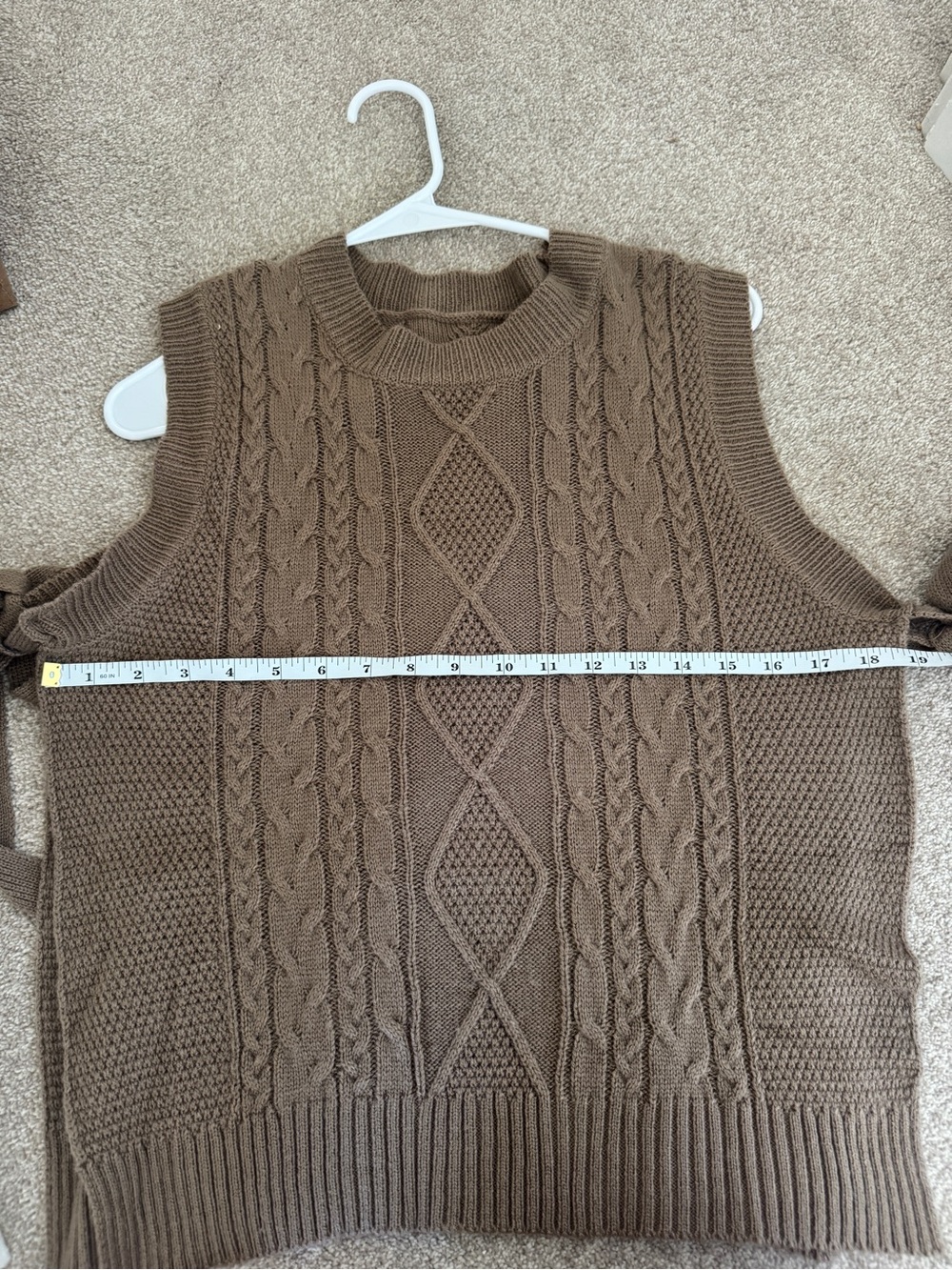 Cable Knit Sweater Vest with Side Ties - Picture 3 of 4